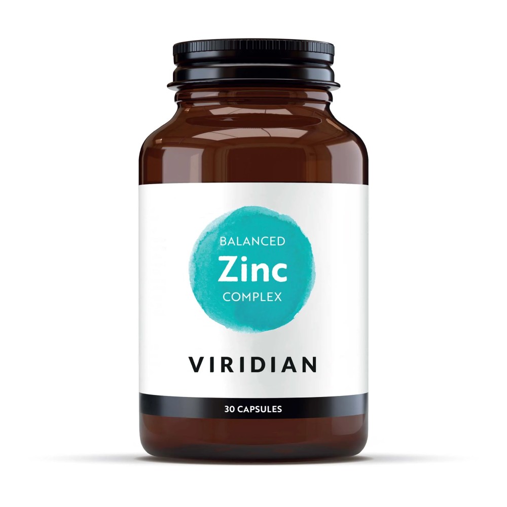 Suplemento Vegano Viridian - Complejo de Zinc Equilibrado 30 Cápsulas