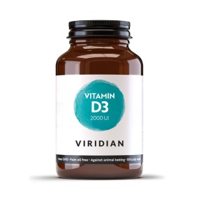 Veganes Vitamin-Nahrungsergänzungsmittel Viridian – Vitamin D3 2000 IE 60 Kapseln