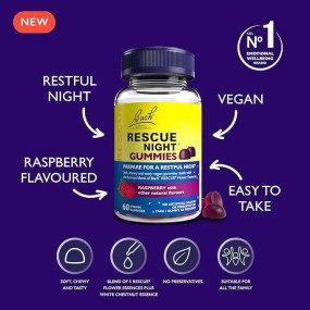 Bach Center Compound Formula – Rescue Night Gummies Himbeere 60 Kaugummi