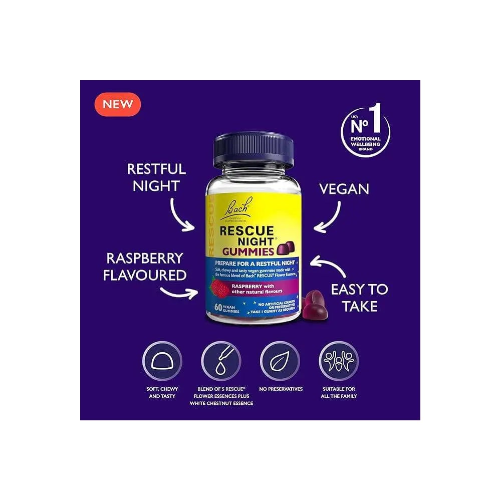 Bach Center Compound Formula – Rescue Night Gummies Himbeere 60 Kaugummi