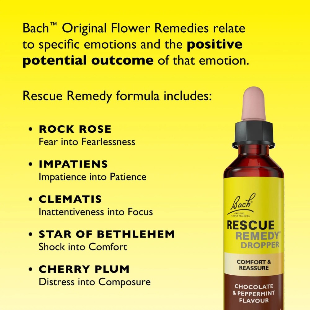 Bach Center Compound Formula - Rescue Remedy Chocolat & Menthe poivrée en gouttes 20 ml