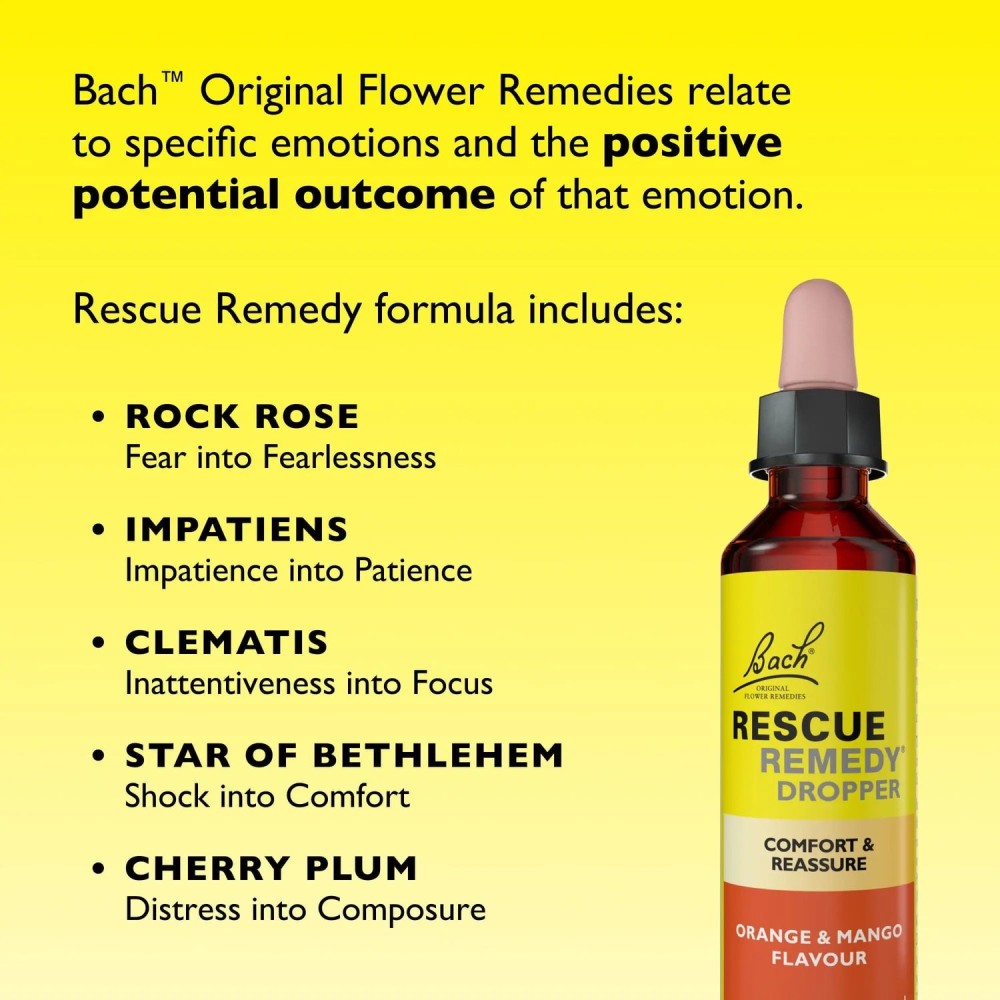 Formule composée Bach Center - Rescue Remedy Gouttes d'orange et de mangue 20 ml