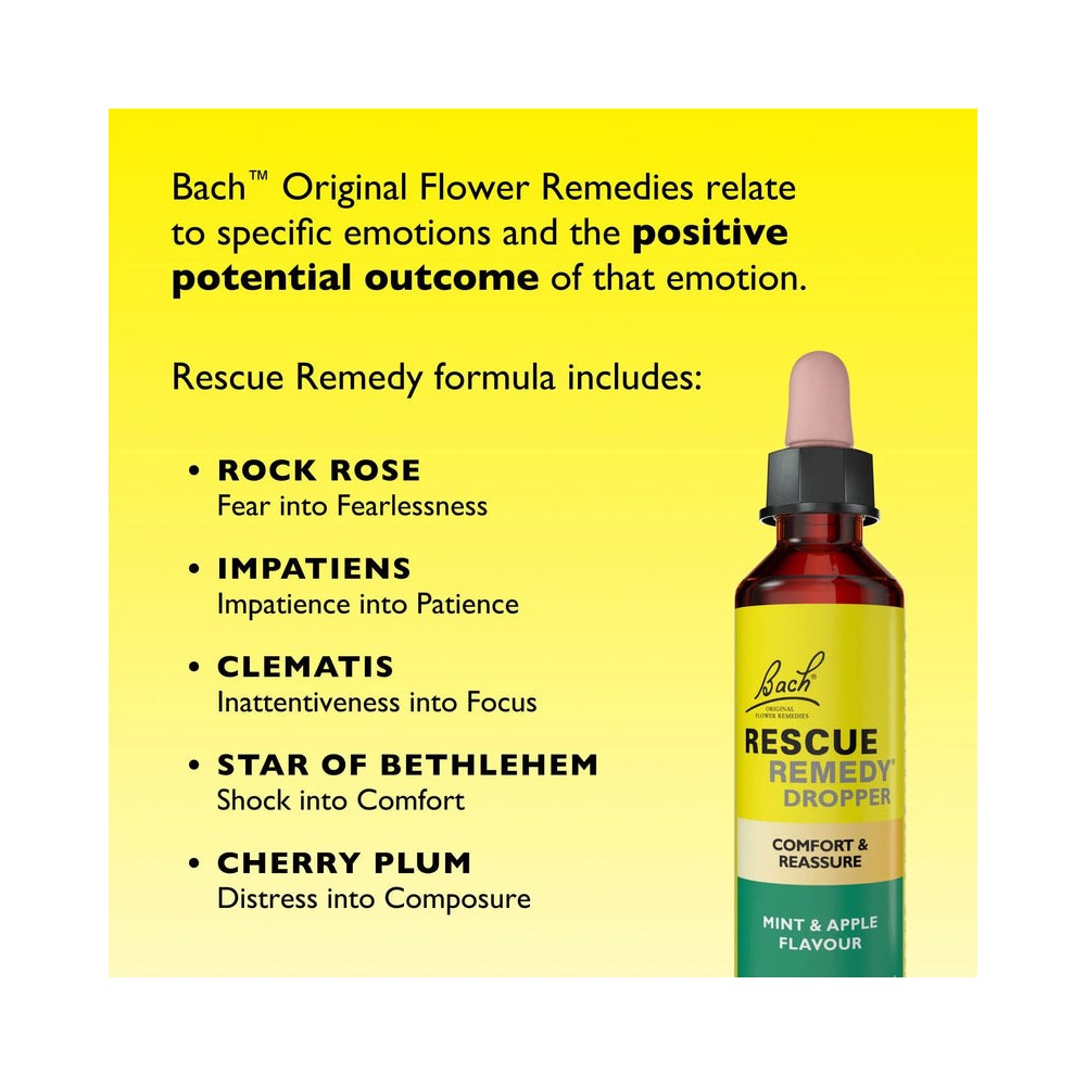 Bach Center Compound Formula - Rescue Remedy Menthe & Pomme en Gouttes 20 ml